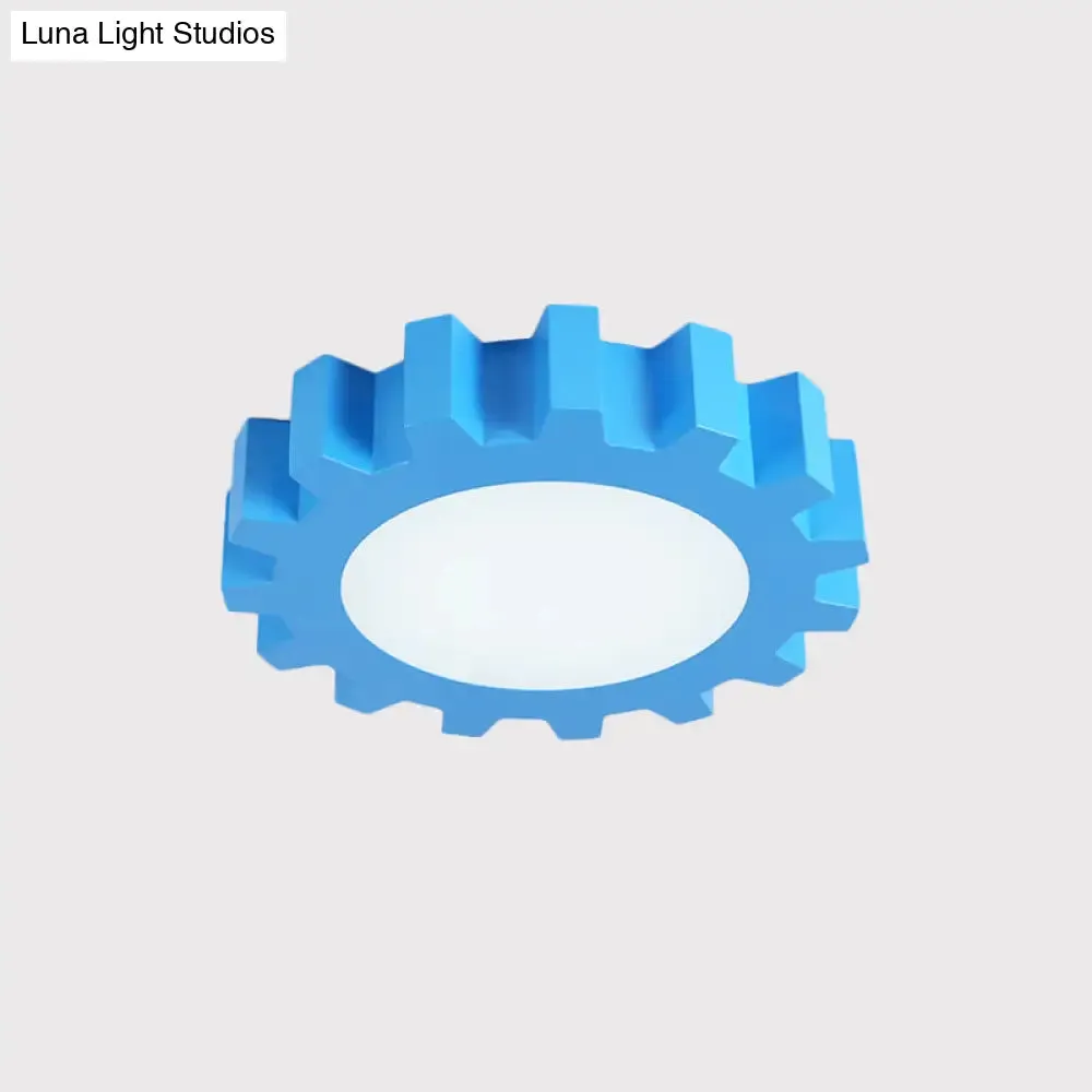 Kids Gear Flush LED Ceiling Light - Metallic Blue/Green with Acrylic Shade