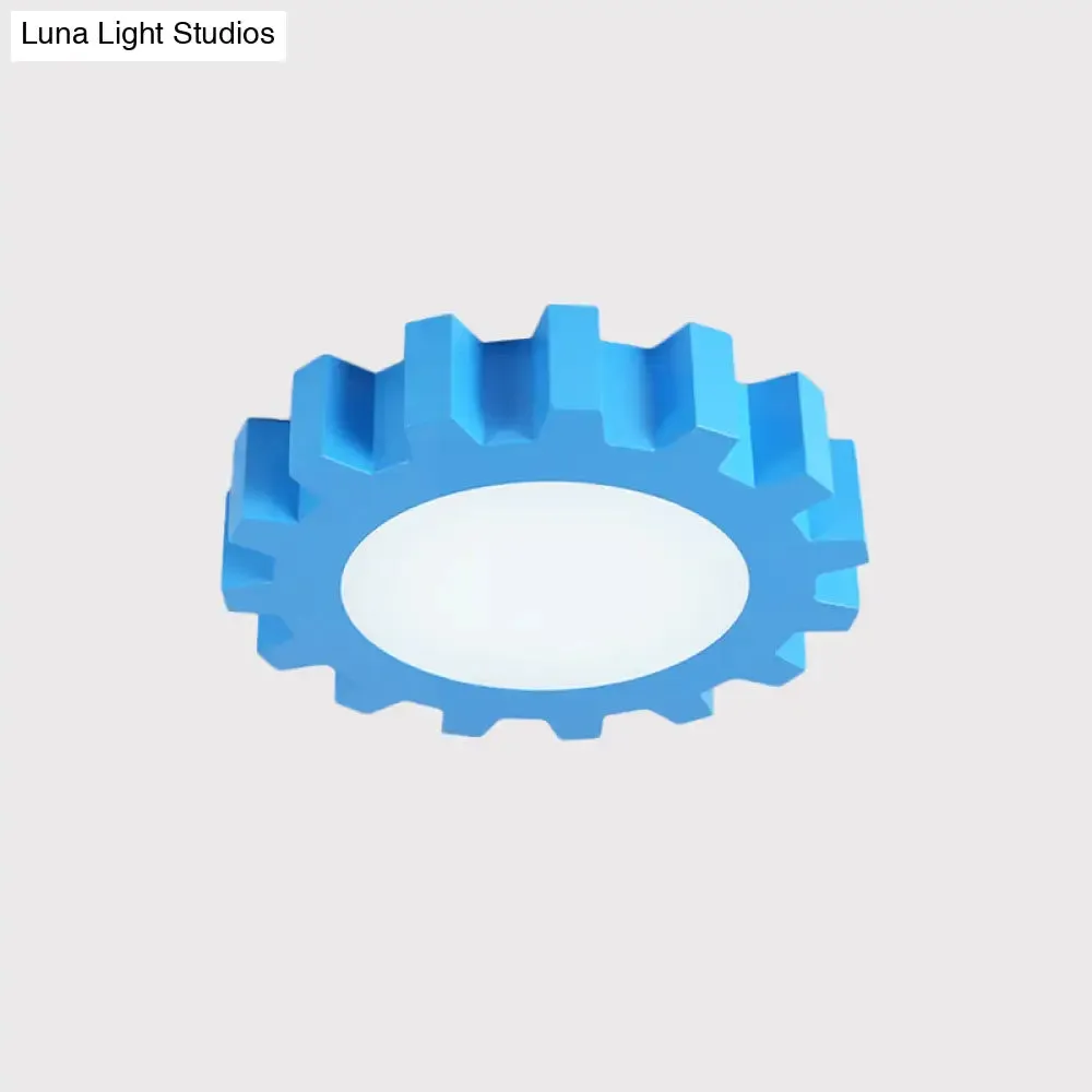 Kids Gear Flush LED Ceiling Light - Metallic Blue/Green with Acrylic Shade