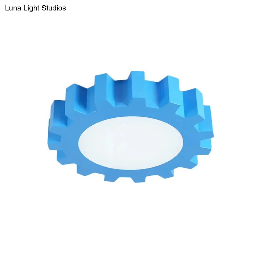 Kids Gear Flush LED Ceiling Light - Metallic Blue/Green with Acrylic Shade
