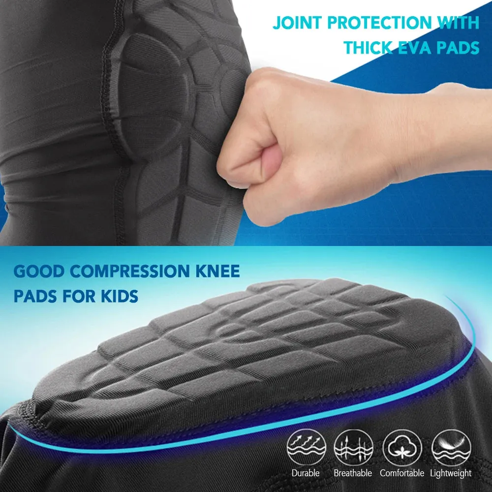 Kids Leg Sleeves Knee Pad Anti-Slip Leg Knee Support with Protective Knee Pads for Basketball Volleyball Skating