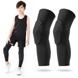 Kids Leg Sleeves Knee Pad Anti-Slip Leg Knee Support with Protective Knee Pads for Basketball Volleyball Skating
