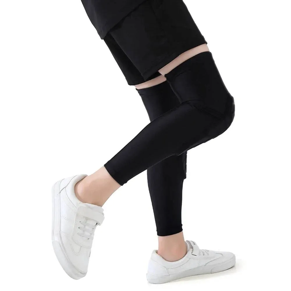 Kids Leg Sleeves Knee Pad Anti-Slip Leg Knee Support with Protective Knee Pads for Basketball Volleyball Skating