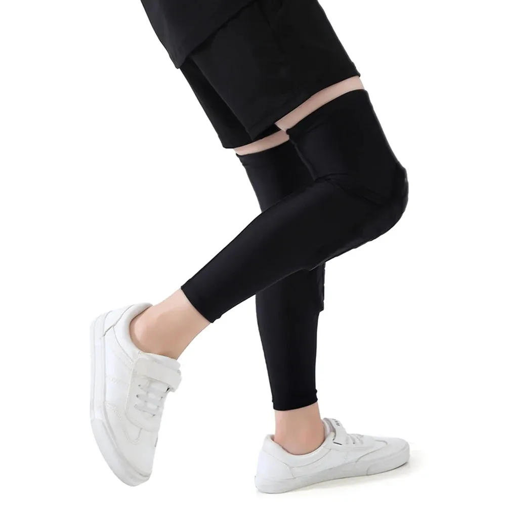 Kids Leg Sleeves Knee Pad Anti-Slip Leg Knee Support with Protective Knee Pads for Basketball Volleyball Skating