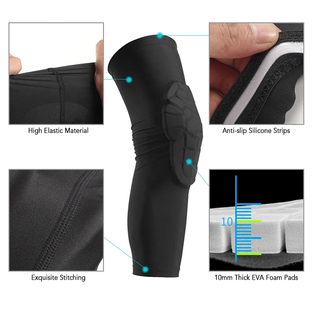 Kids Leg Sleeves Knee Pad Anti-Slip Leg Knee Support with Protective Knee Pads for Basketball Volleyball Skating