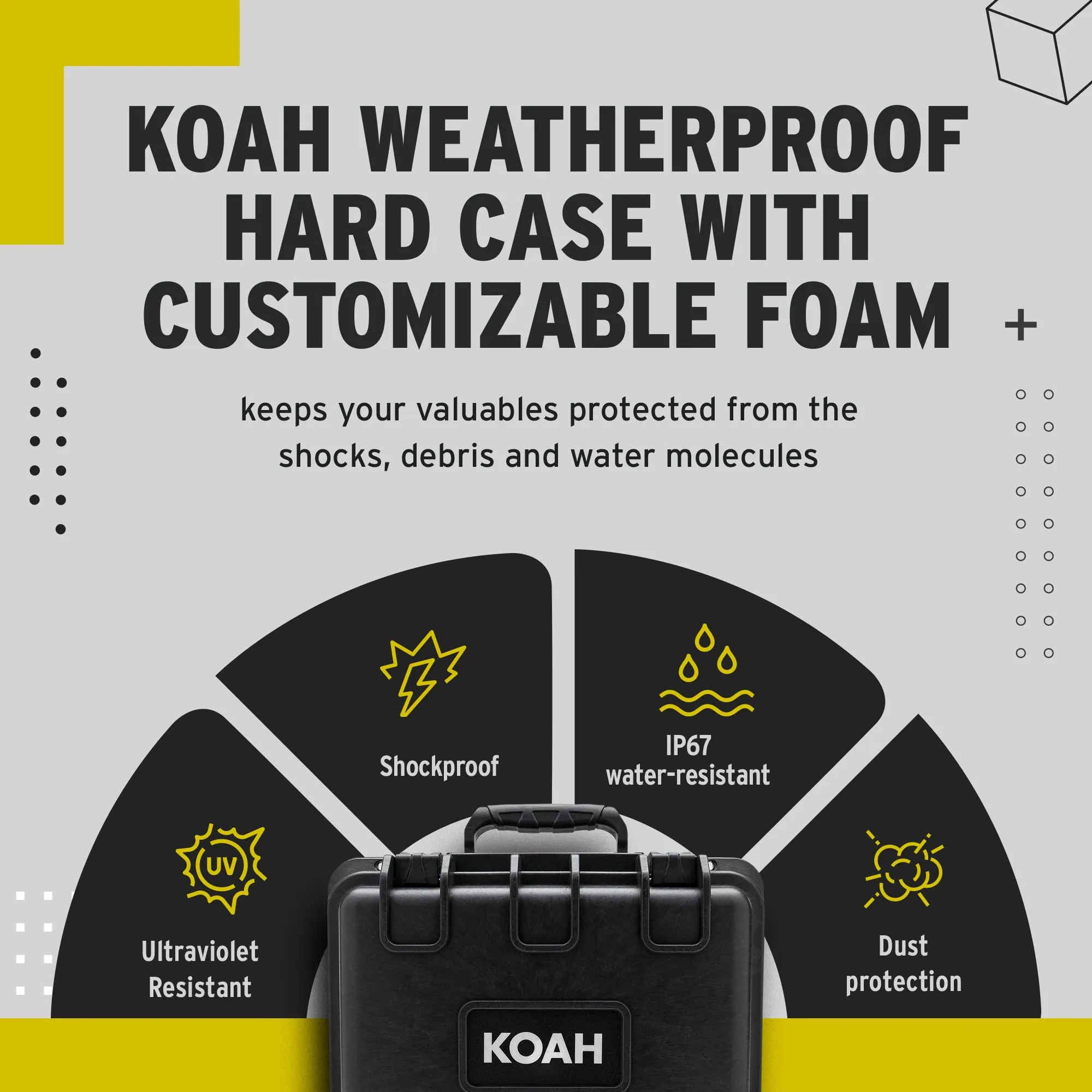 Knox Gear Koah Weatherproof Hard Case with Customizable Foam 10 x 9 x 7 Inch