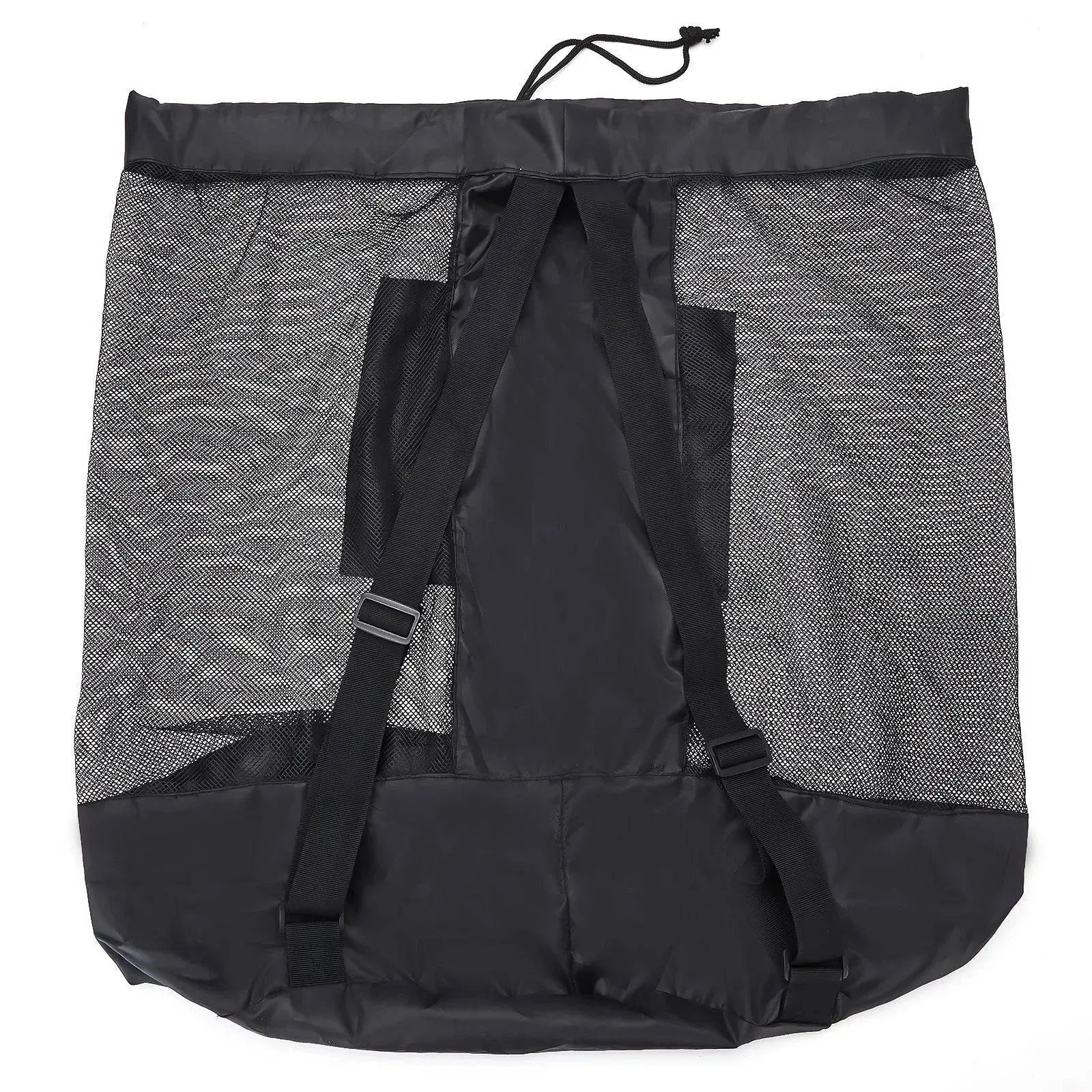 Large Capacity Soccer Bags For Coaches Footbal Basketball Drawstring Design Mesh Bag with a Zippered Front Pocket