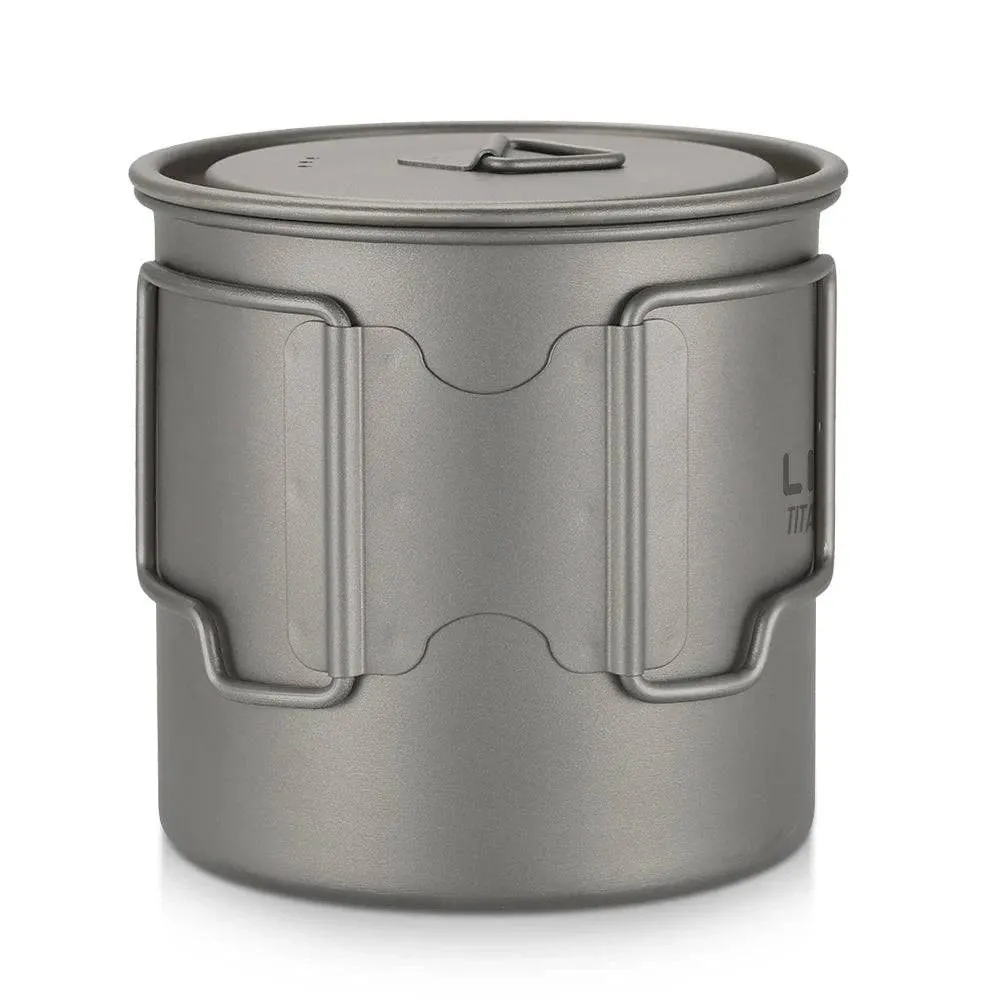 Lixada Ultralight Titanium Cup Mug 300/350/550/650ml Outdoor Water Cup Camping Picnic Water Mug Tableware with Foldable Handle