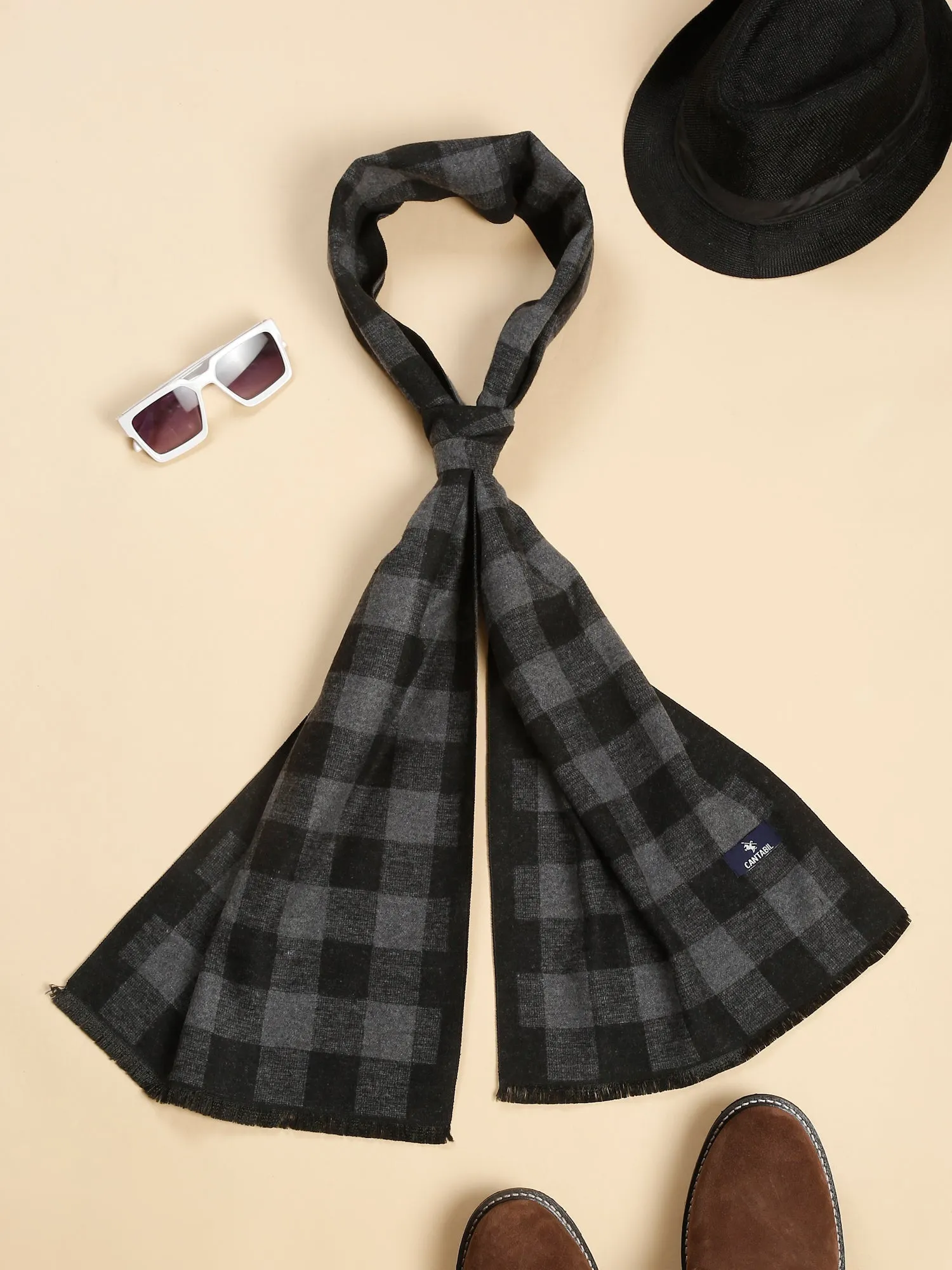 Men's Black Fashion Small Check Muffler