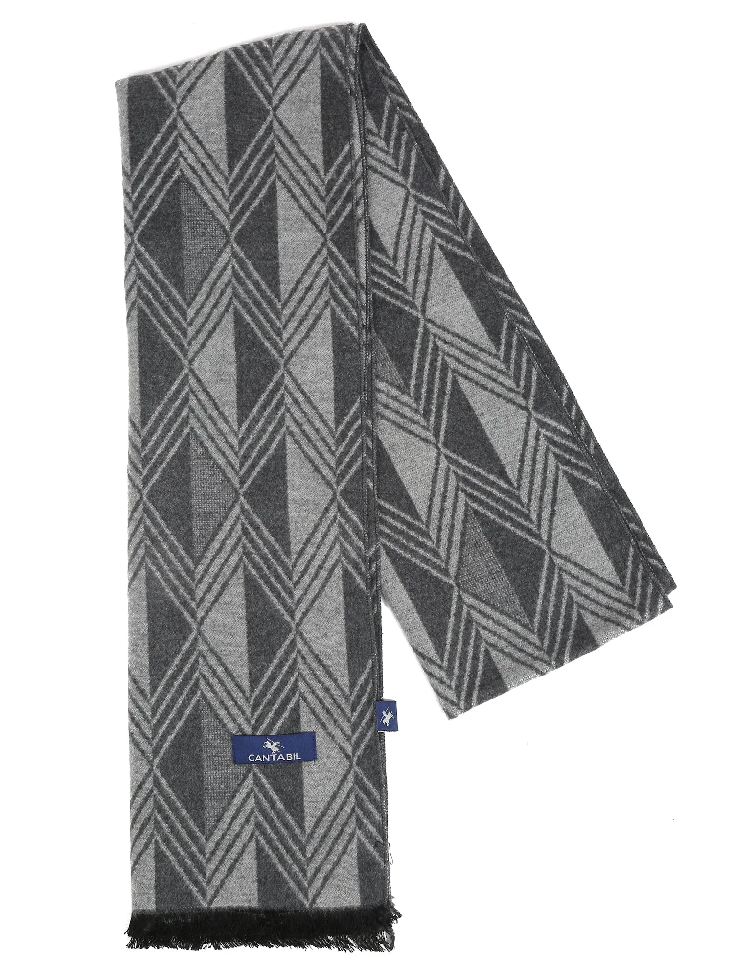 Men's Grey Fashion Broken Stripe & Diamond Pattern Muffler