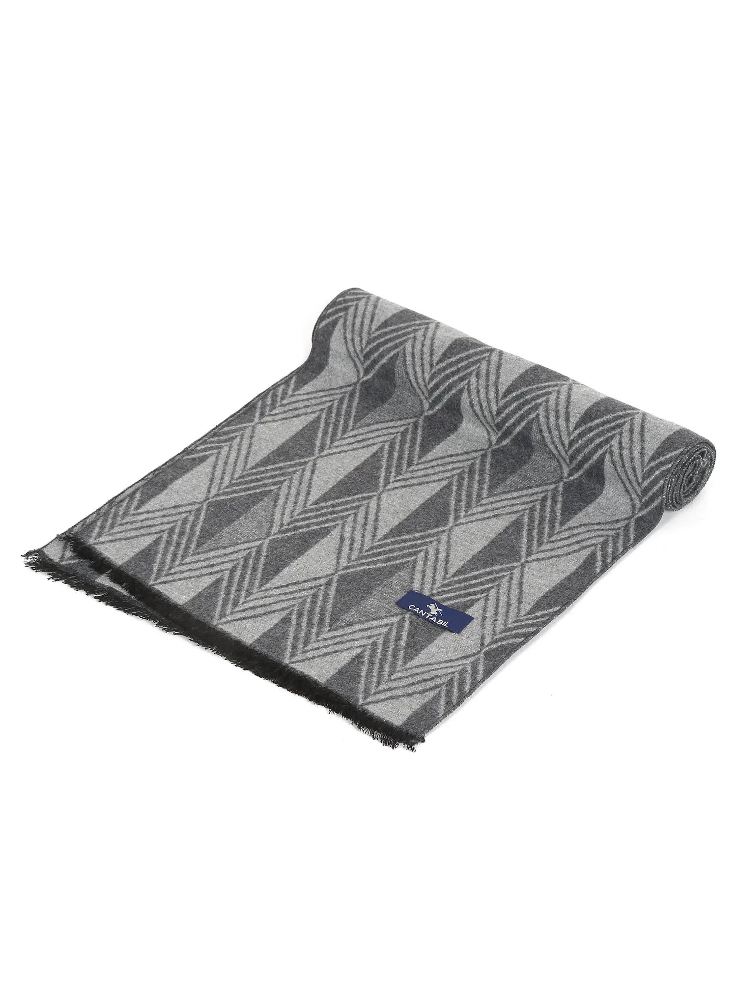 Men's Grey Fashion Broken Stripe & Diamond Pattern Muffler