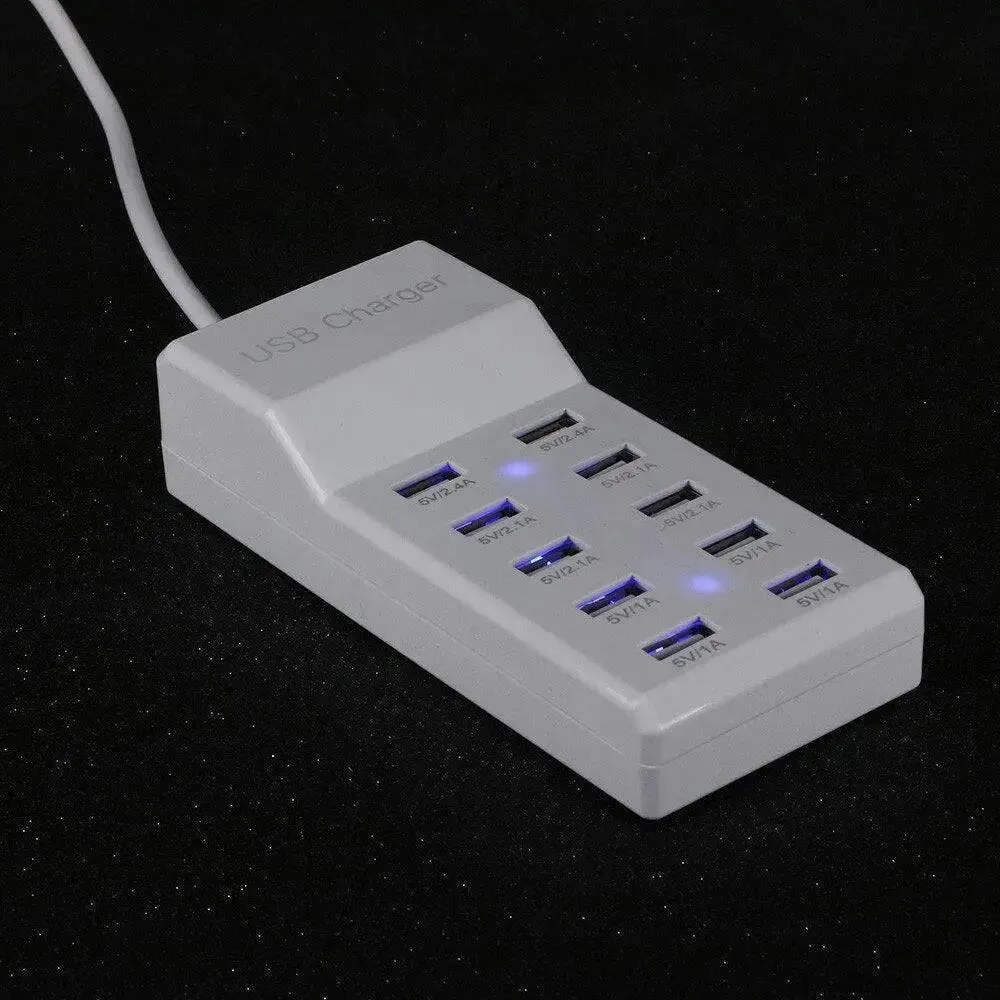 Multi USB Charger 10-Port 60W/12A Desktop