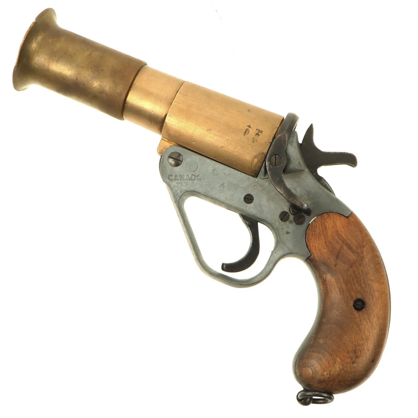 Original Canadian WWI - WWII Zinc and Brass Webley No 1 Mk V Flare Signal Pistol - dated 1918