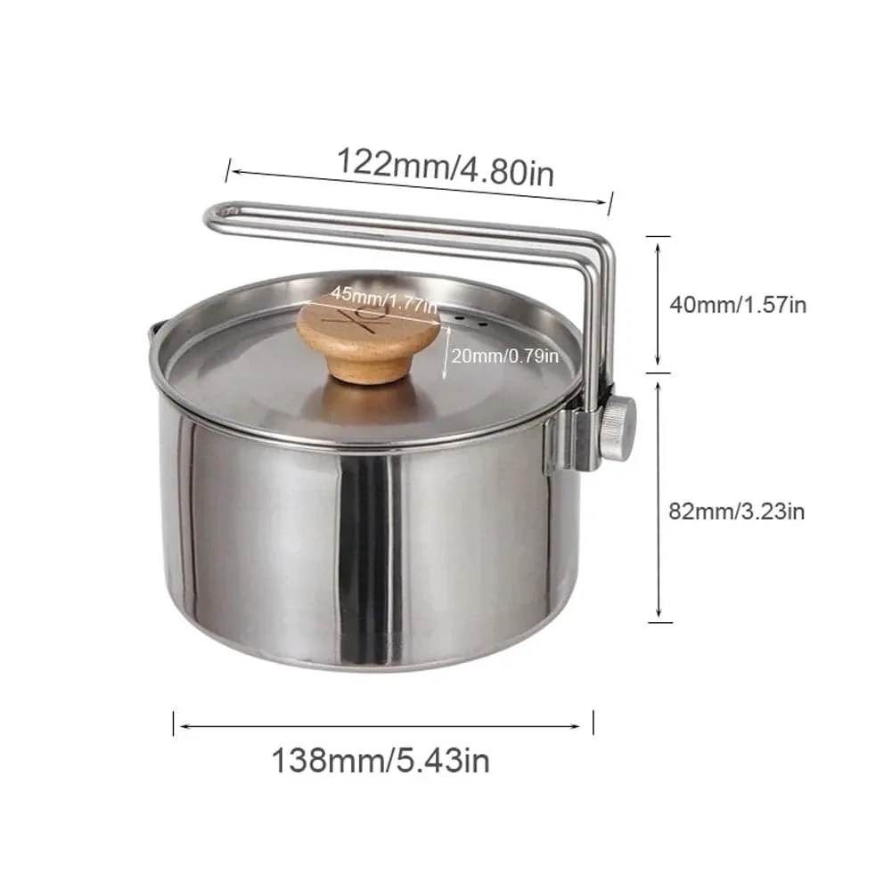 Outdoor Camping Pot Stainless Steel Kettle Portable Mountaineering Trekking Cooking Tool Travel Hiking Cookware Equipment