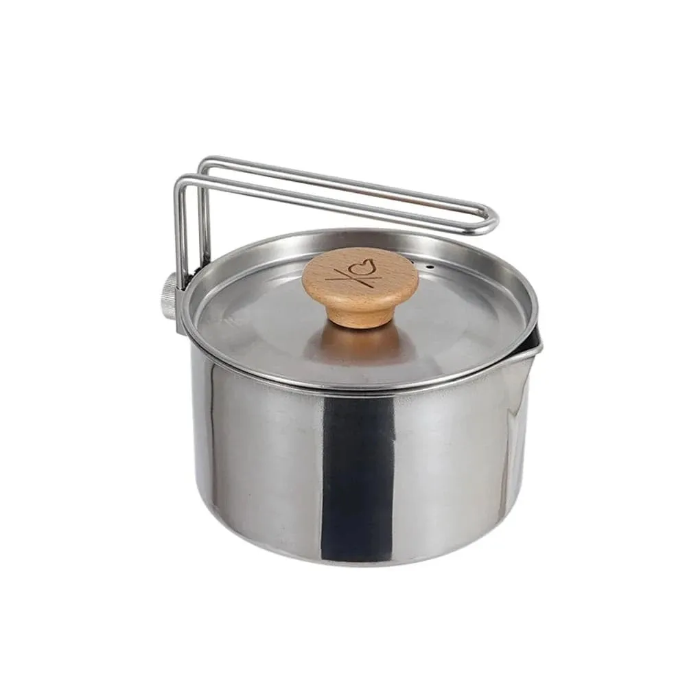Outdoor Camping Pot Stainless Steel Kettle Portable Mountaineering Trekking Cooking Tool Travel Hiking Cookware Equipment