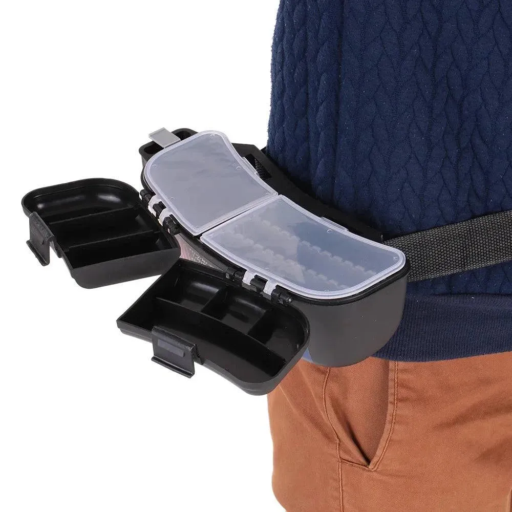 Portable Fishing Tackle Box Storage Box Carrier Lure Holder Container Case Fishing Hooks Accessory Waist Belt Fishing Gear Box