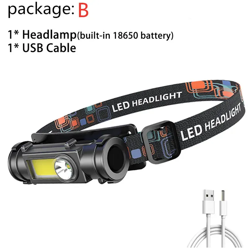 Powerful LED Headlamp Strong Light Super Bright Head-Mounted Torch Outdoor Household USB Rechargeable Night Fishing Headlight
