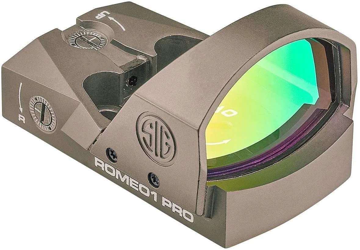 Sig Sauer Romeo1 Pro Red Dot Sight 1x30mm 6 Moa 1.0 Moa Adjust, Steel Shroud, FDE - SOR1P103