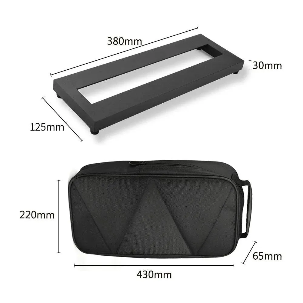 Small Size Guitar Effect Pedal Board Aluminum Alloy Pedalboard 15×4.9 Inch with Carrying Bag Guitar Accessories