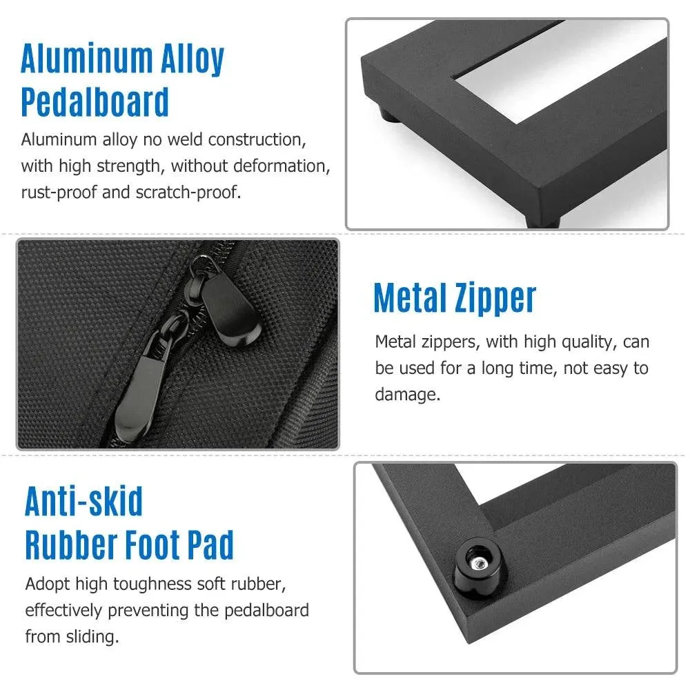 Small Size Guitar Effect Pedal Board Aluminum Alloy Pedalboard 15×4.9 Inch with Carrying Bag Guitar Accessories
