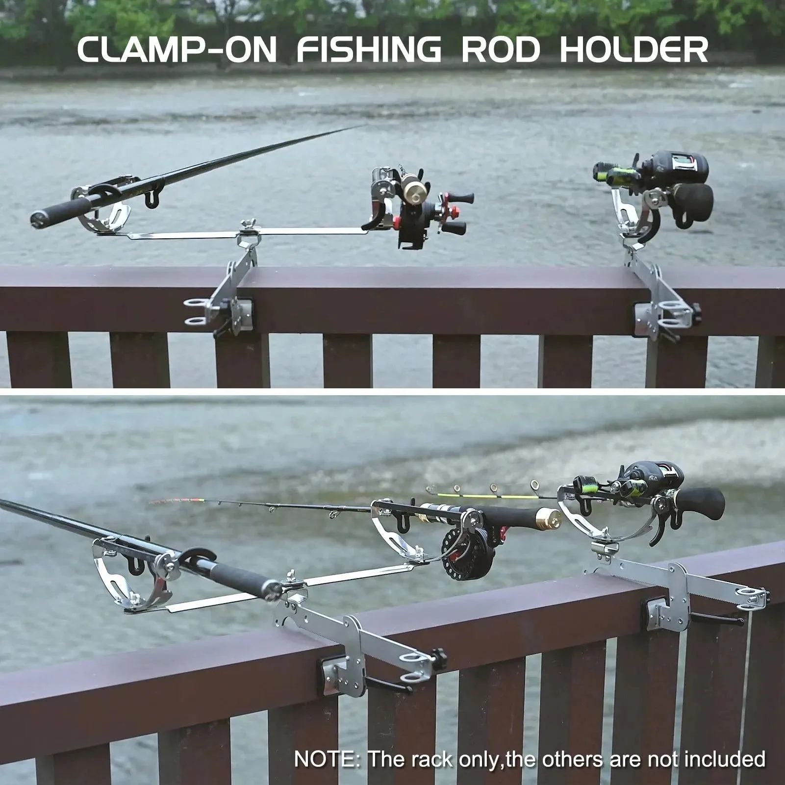 Stainless Steel Turret Bridge Fishing Bracket Clamp-on Fishing Rod Holder Boat Mount Rod Holder Bridge Railing Fish Pole Bracket