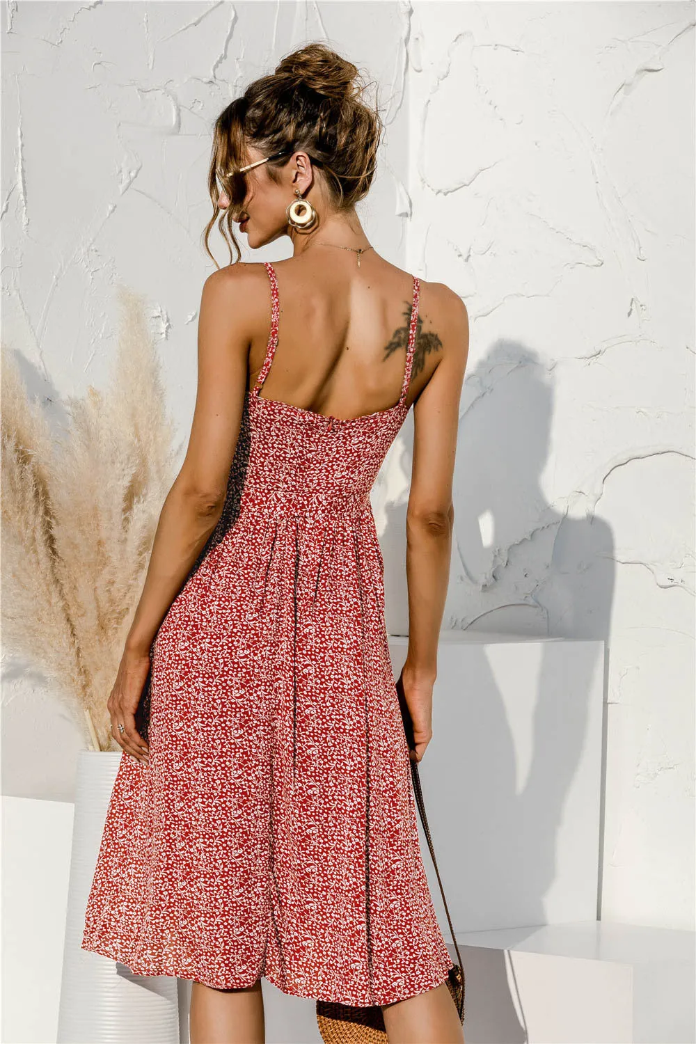 Tie Waist Soft Print Cami Dress