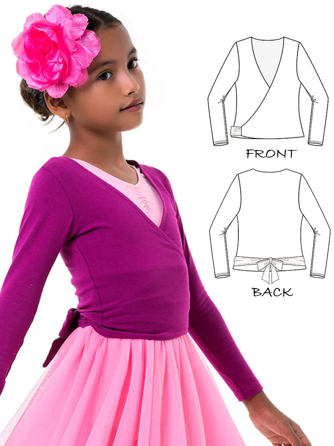 Top Pattern - Girls Gym & Dance - WRAP TOP (S509)