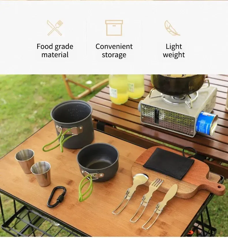 Ultralight Camping Cooking Utensils Outdoor Tableware Pot Set Hiking Picnic Travel Tourist Dishes Supplies Equipment