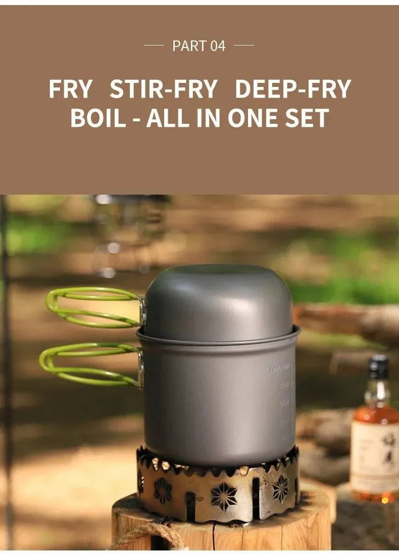 Ultralight Camping Cooking Utensils Outdoor Tableware Pot Set Hiking Picnic Travel Tourist Dishes Supplies Equipment