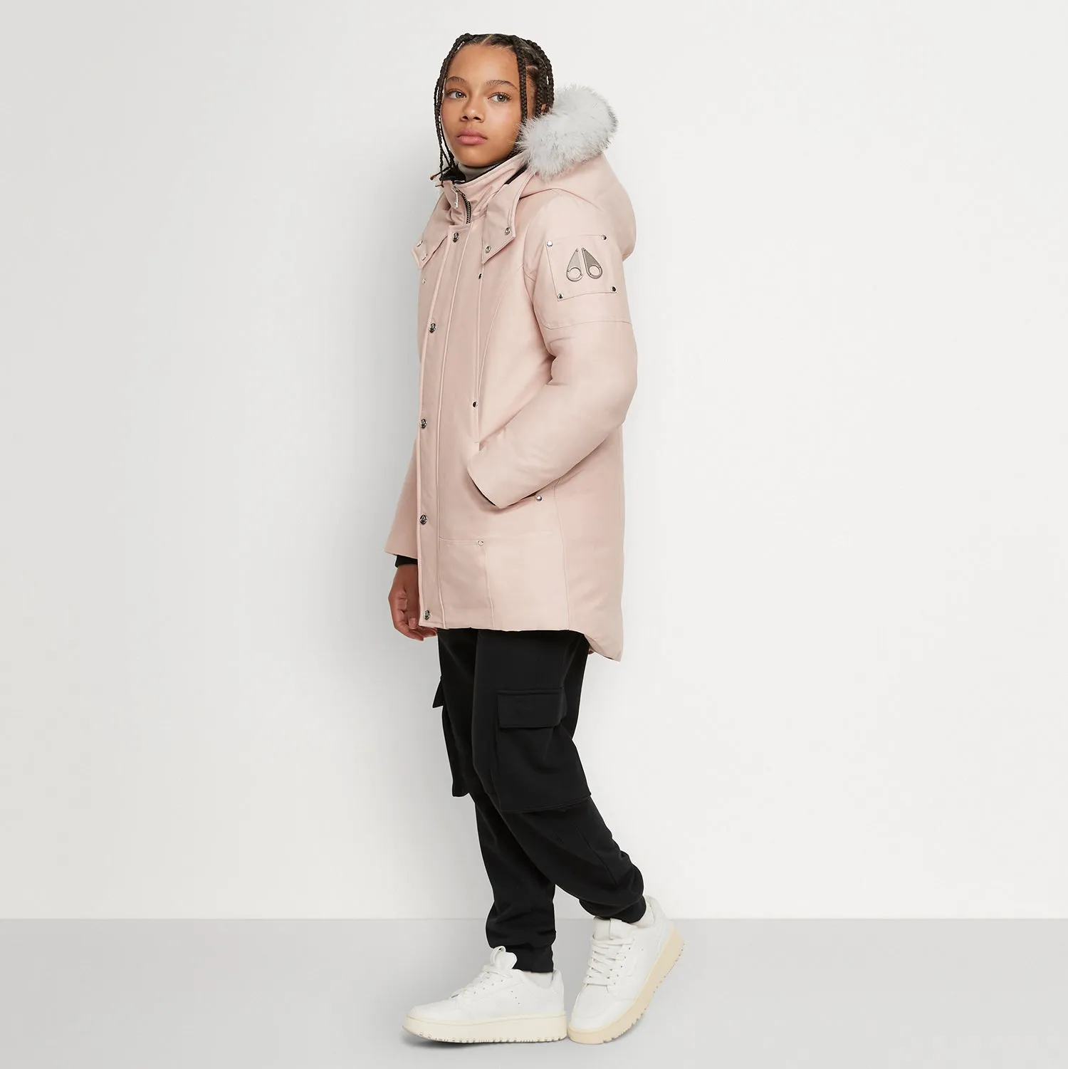 Unisex Parka with Shearling Hood - Dusty Rose