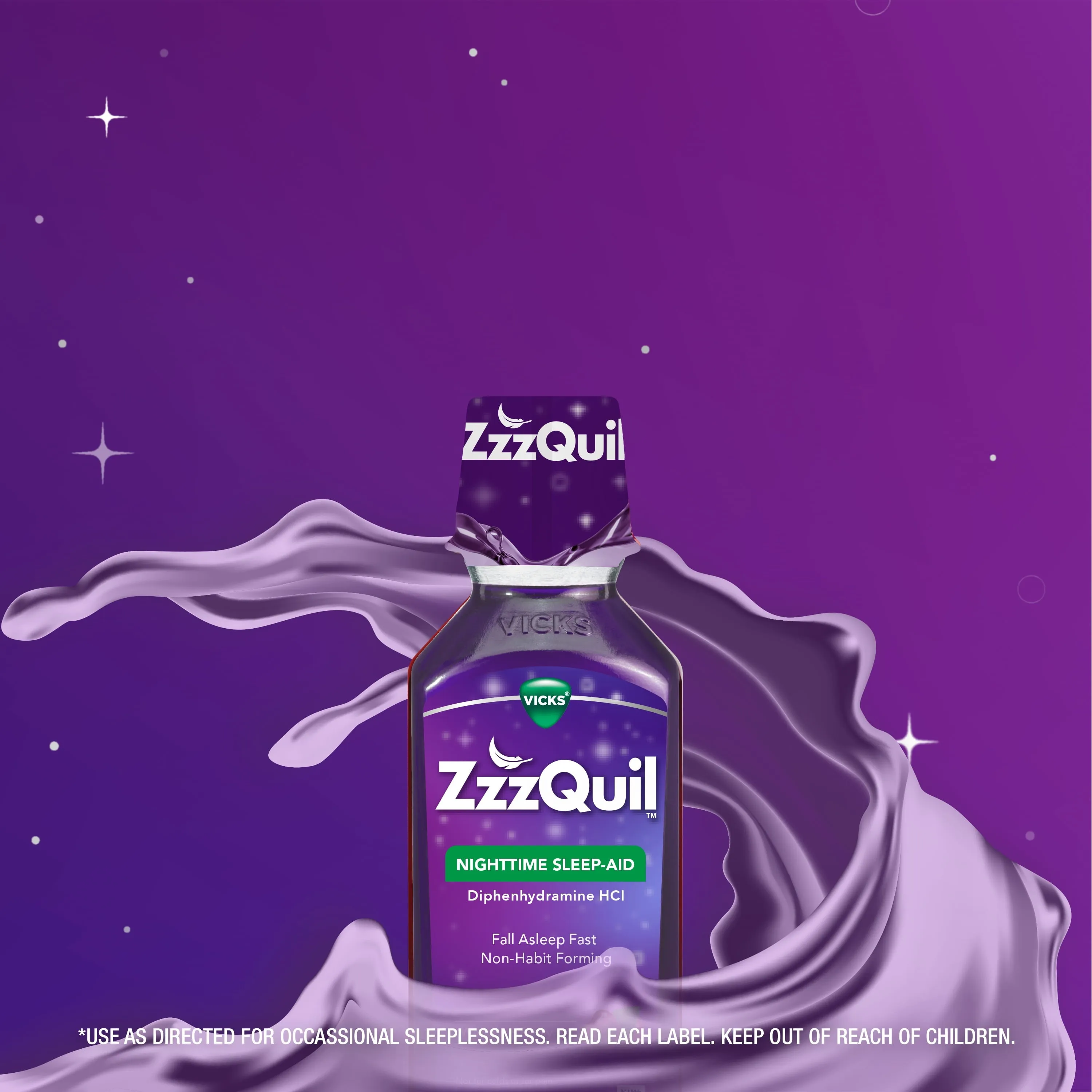 Vicks ZzzQuil Nighttime Sleep Aid Liquid, Diphenhydramine HCI 50mg, Warming Berry, 24 Fl oz