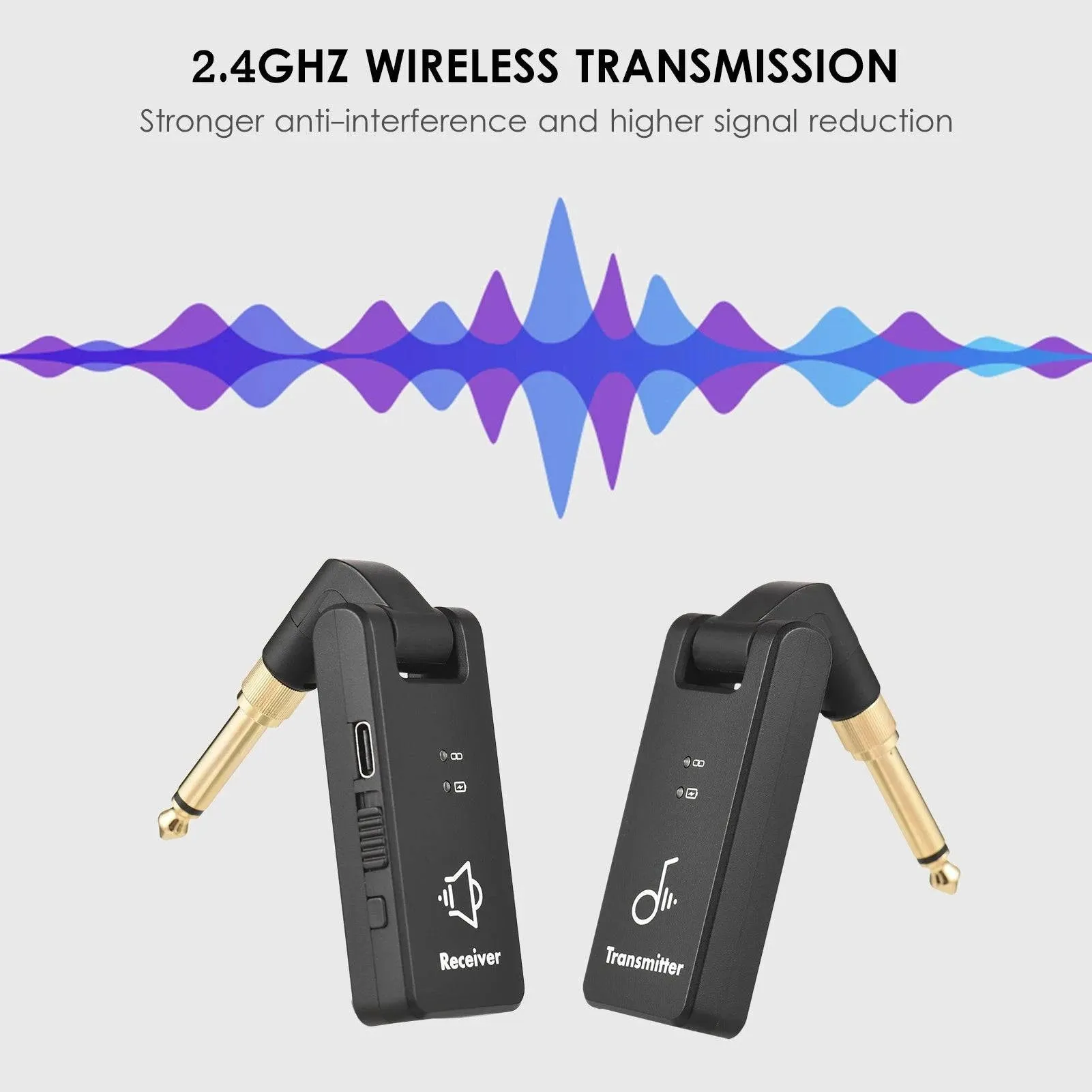 WP-8 Wireless Transmission System Electric Guitar Receiver & Transmitter Built-in Battery with Charging Box for Guitar Bass
