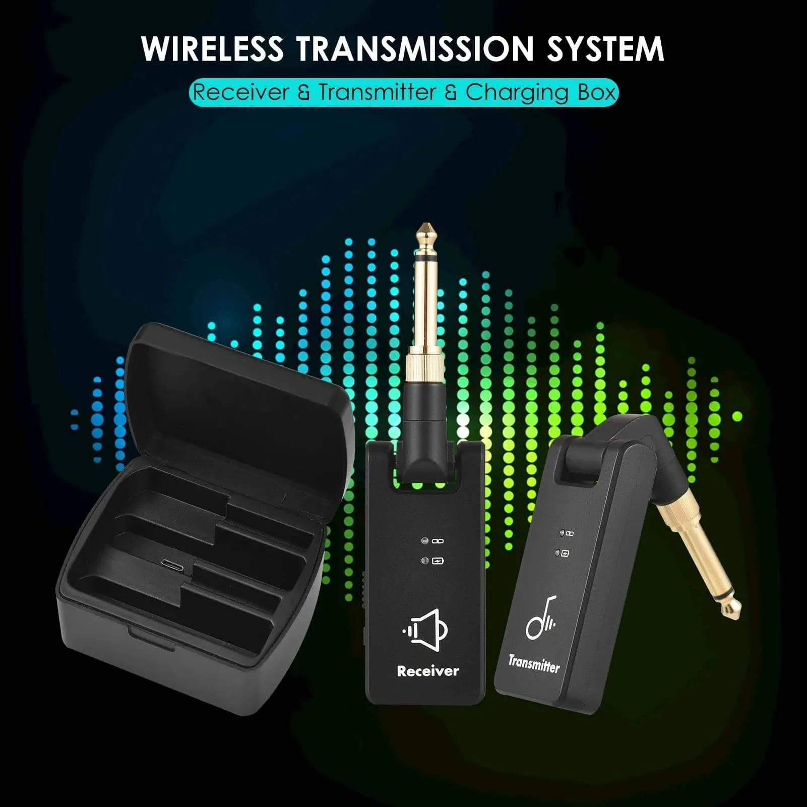 WP-8 Wireless Transmission System Electric Guitar Receiver & Transmitter Built-in Battery with Charging Box for Guitar Bass