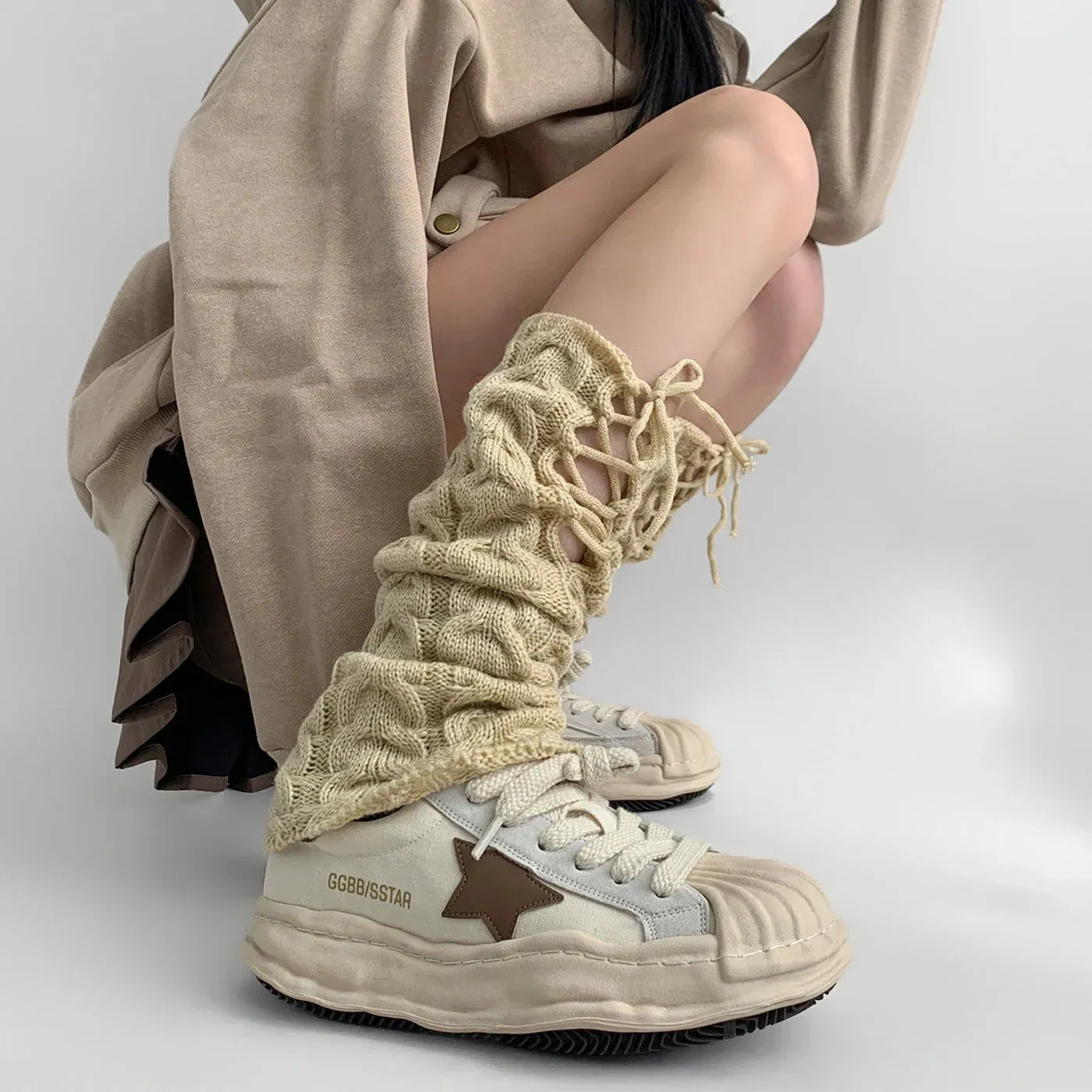 Y2K Harajuku Winter Style Strappy Knitted Leg Warmer